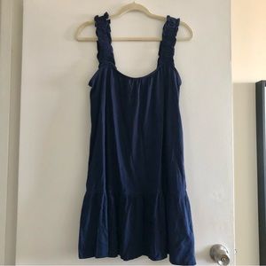 Navy flare jersey dress